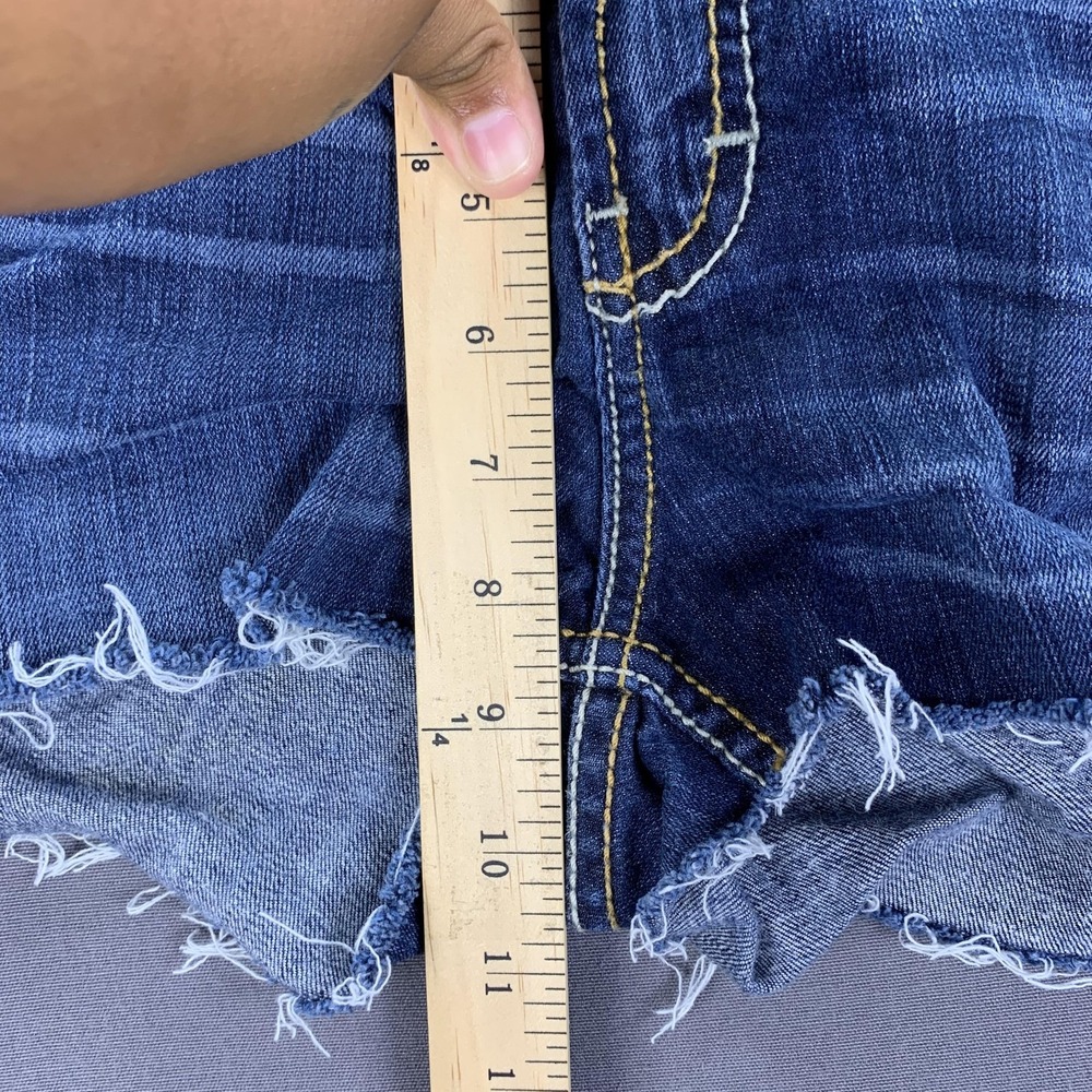 BKE Denim Short Women 28 (30) Blue Harper Distress Raw Hem Frayed Cutoff Stretch - Picture 13 of 16